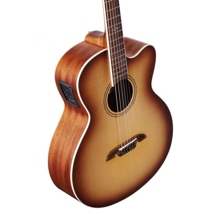 Top Angle View of Alvarez Artist ABT60CE8SHB Baritone 8-String Electro-Acoustic Guitar