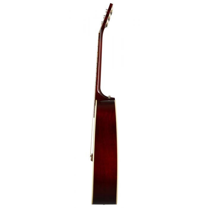 Side-on view of a Gibson 60s J-45 Original Wine Red Acoustic Guitar