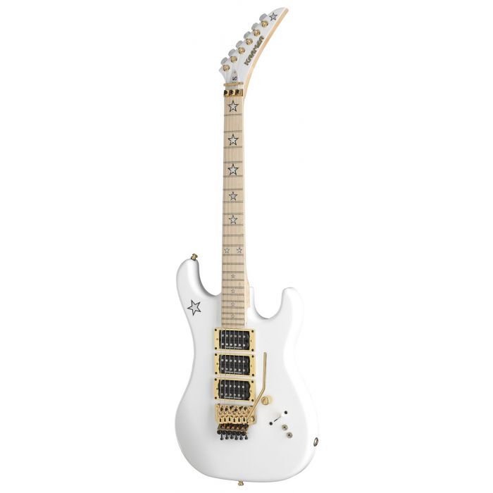 Full frontal view of a Kramer Jersey Star Electric Guitar, Alpine White