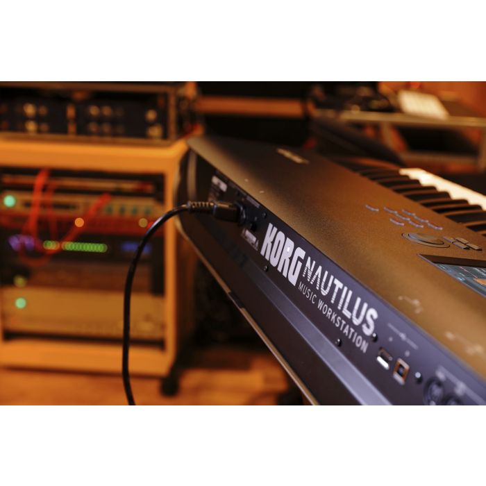 Back of Korg Nautilus 88 Key Music Workstation In Studio