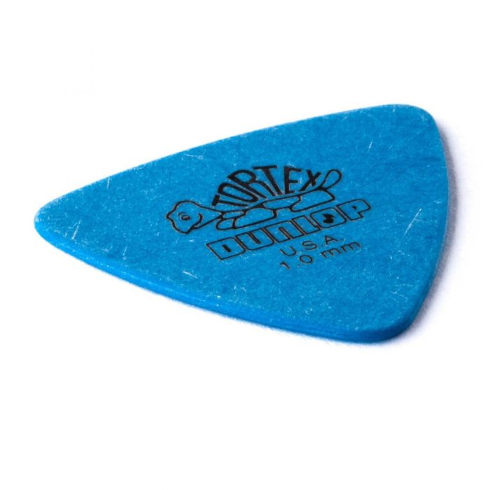 Angled view of Dunlop Tortex Triangle 1.0mm plectrum