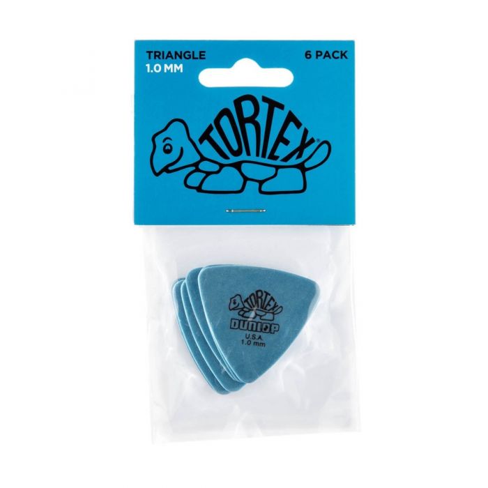 Packaged view of Dunlop Tortex Triangle 1.0mm plectrum
