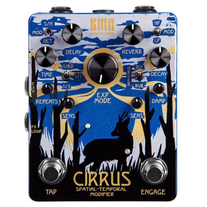 Top down view of a KMA Audio Machines Cirrus ICE Delay and Reverb Pedal