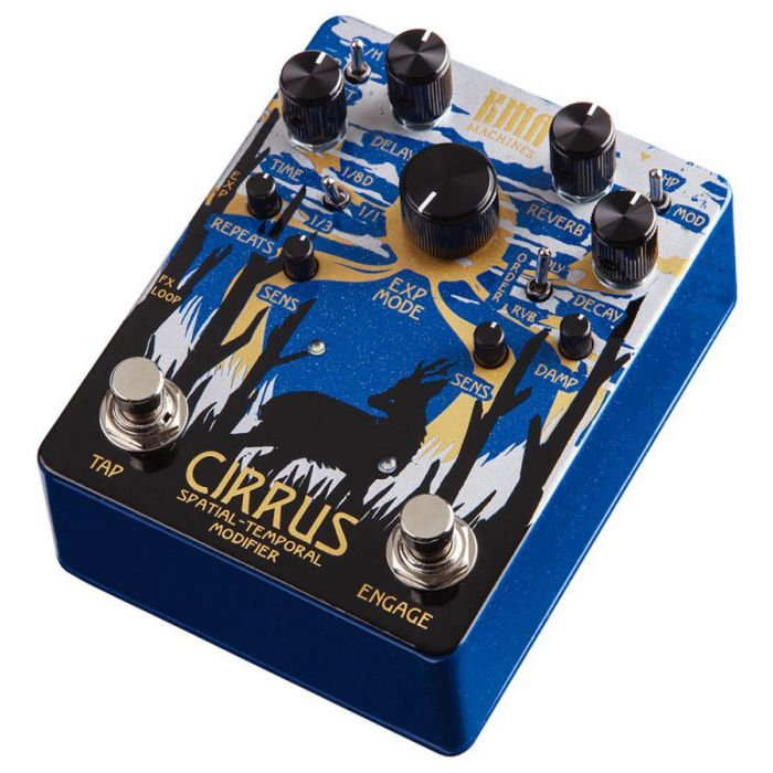 Front angled view of a KMA Audio Machines Cirrus ICE Delay and Reverb Pedal