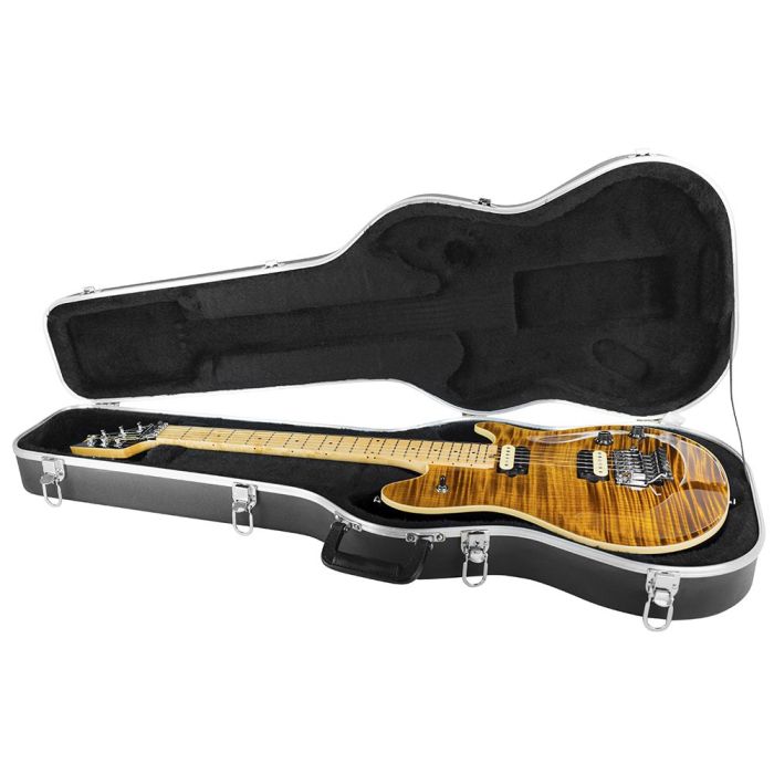 Full view of a Tiger Eye Peavey HP2 Electric Guitar Tremolo in its case