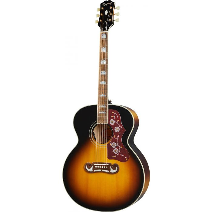Full frontal view of an Epiphone Inspired By Gibson J-200, Aged Vintage Sunburst Gloss