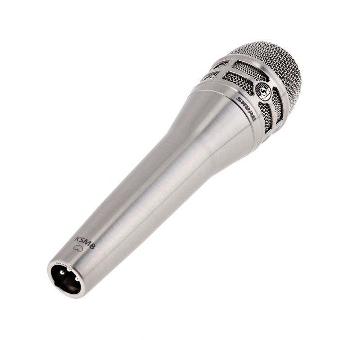 Shure KSM8 Dualdyne Microphone in Brushed Nickel Angled View