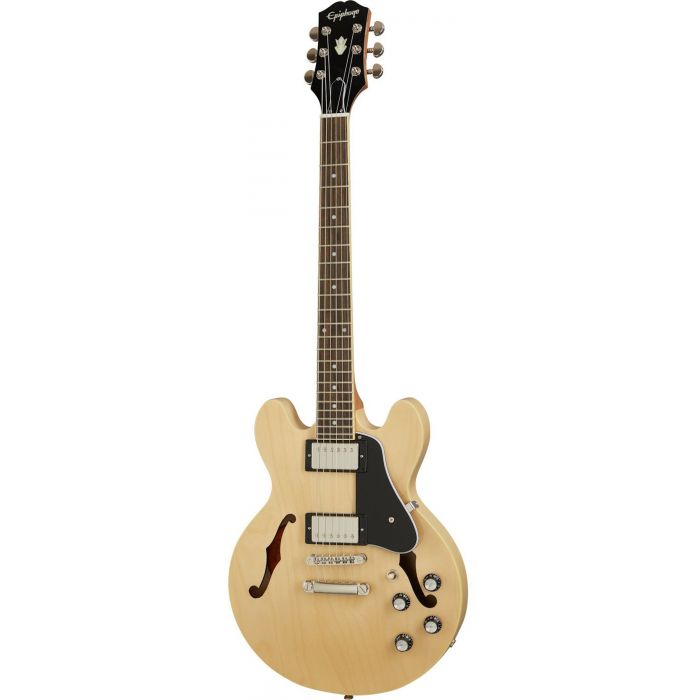 Full frontal view of an Epiphone Inspired By Gibson ES-339 Guitar, Natural