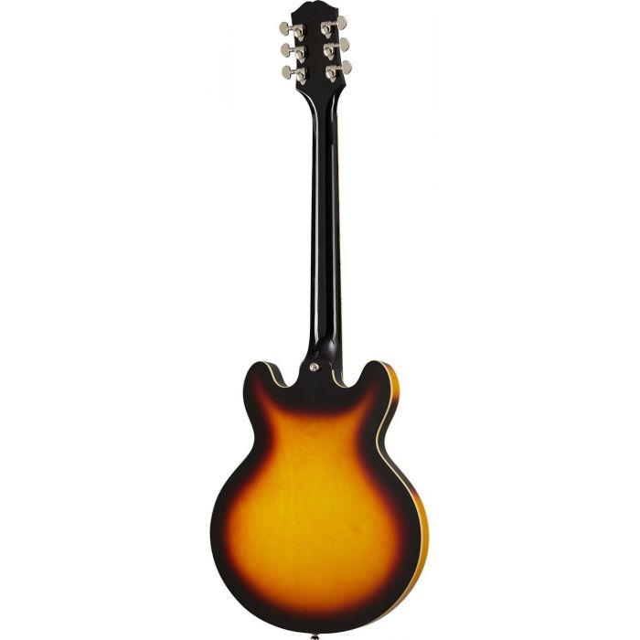 Full rear view of an Epiphone Inspired By Gibson ES-339 Vintage Sunburst