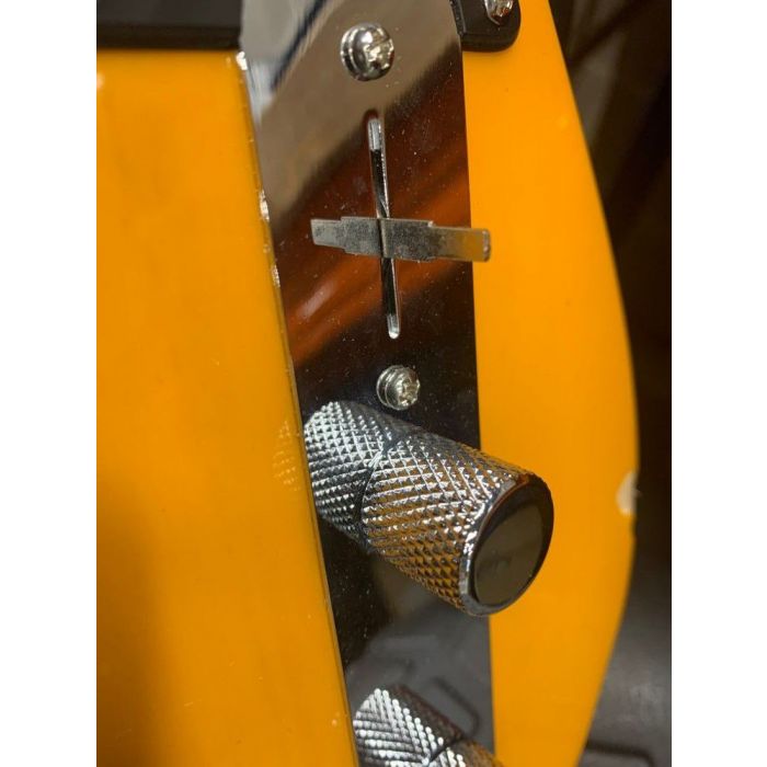 Closeup of the pickup switch on a B-Stock Squier FSR Bullet Telecaster, Butterscotch Blonde