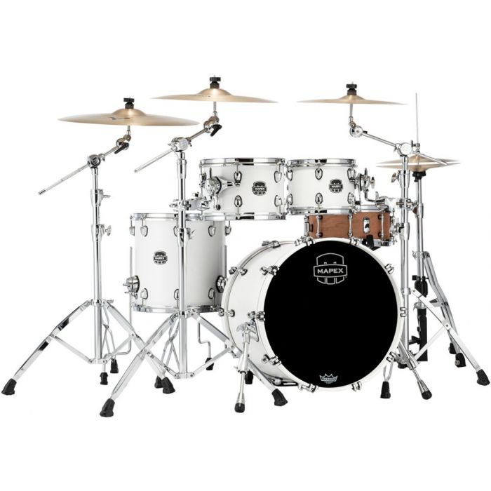 Full view of a Mapex Saturn 2020 SR504X-RM Fusion Shell Pack, Satin White