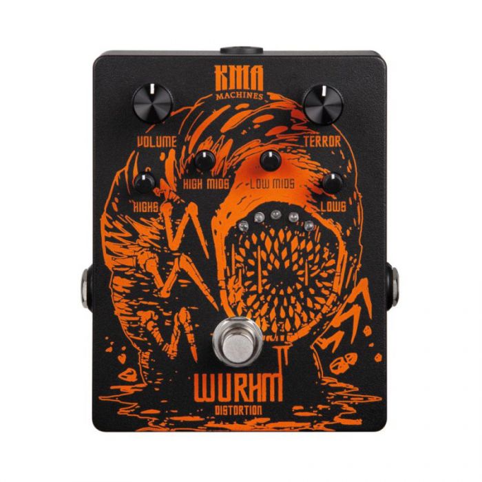 Top-down view of a  KMA Machines Limited Edition Wurhm Distortion Pedal