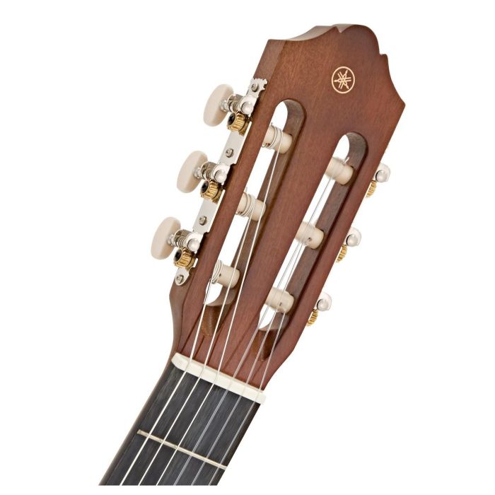 Close up of the headstock on the Yamaha C40 II Classical Guitar
