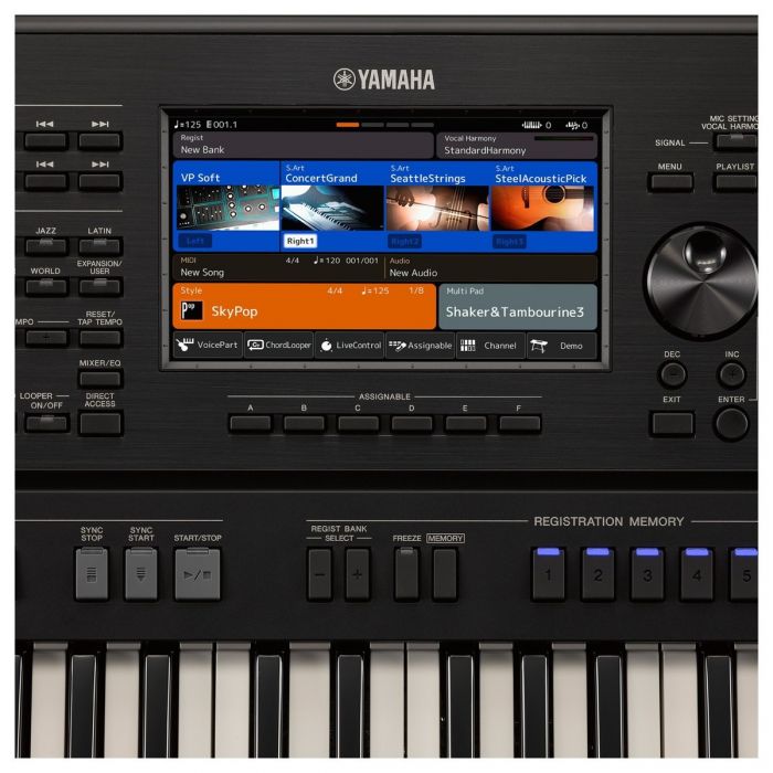 View of Yamaha PSR-SX900 Arranger Workstation Keyboard Display
