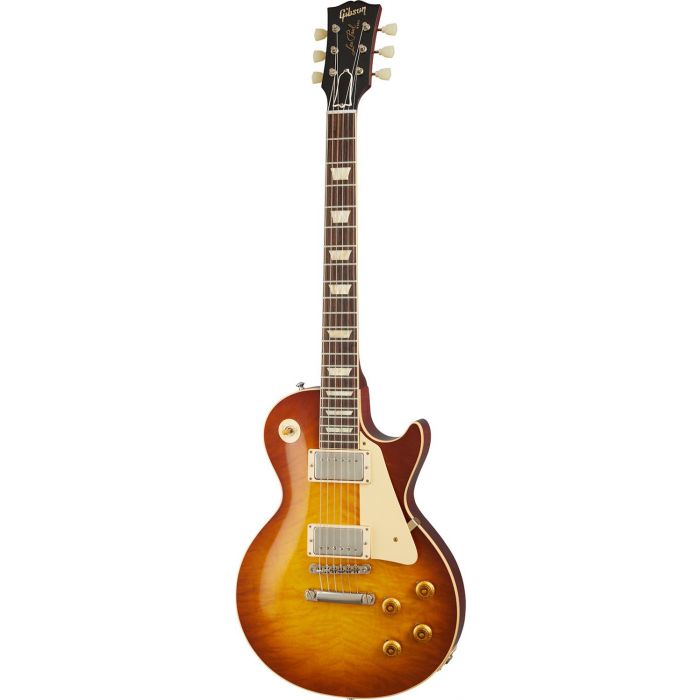 Full frontal view of a Gibson 1959 Les Paul Standard Reissue VOS, Iced Tea Burst