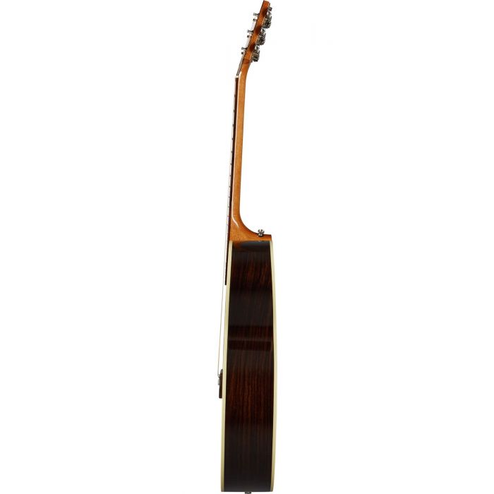 Side-on view of a Gibson SJ-200 Studio Rosewood Antique Natural