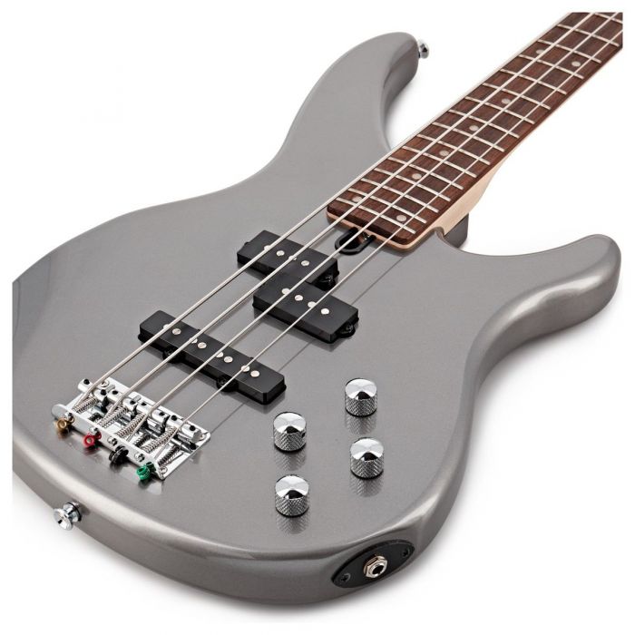 Yamaha TRBX-204 Gray Metallic Bass Front Angle Zoom