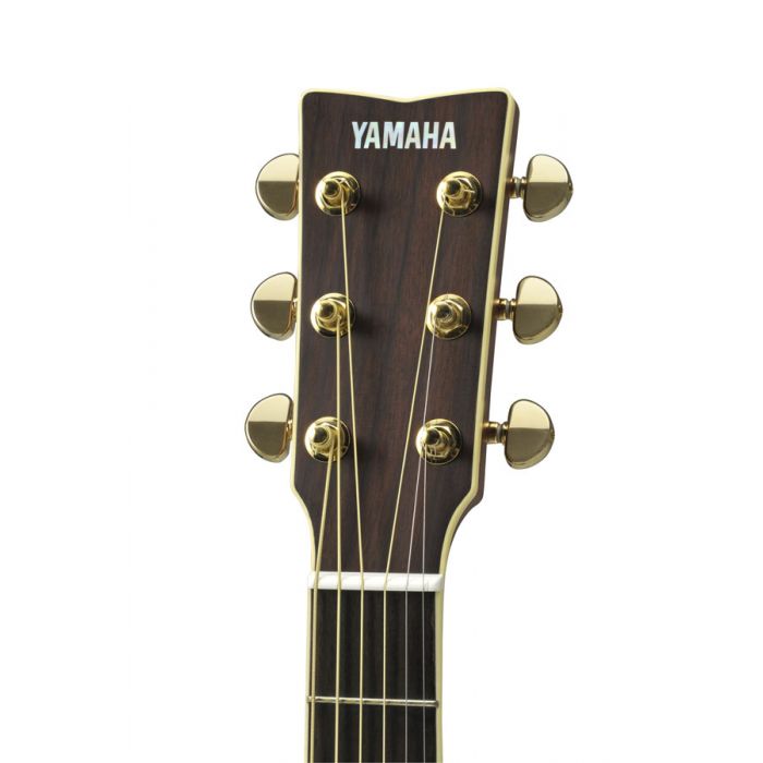 Close up of the headstock on the Yamaha LL6ARE Electro Acoustic Guitar Brown Sunburst