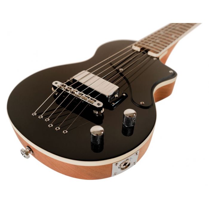 Angled view of a Carry-On by Blackstar Travel Guitar Black