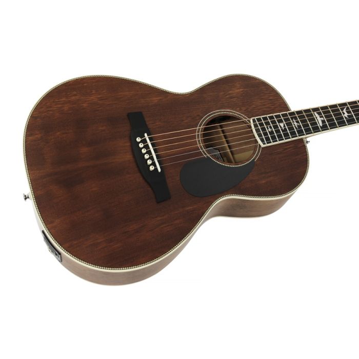 PRS SE P20E Parlor Electro Acoustic Guitar, Vintage Mahogany body detail