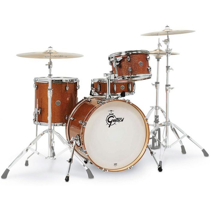 Full view of a Gretsch Catalina Club 4-Piece Shell Pack, Bronze Sparkle