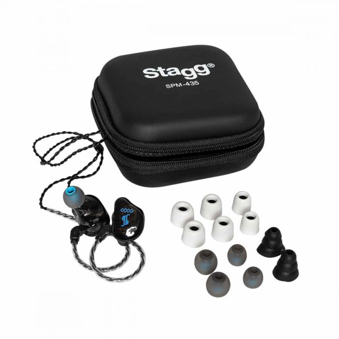 Stagg SPM-435 4 Driver In-Ear Stage Monitor Black with accessories