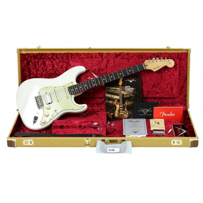 Fender Custom Shop Postmodern Strat HSS Relic RW Olympic White in its case