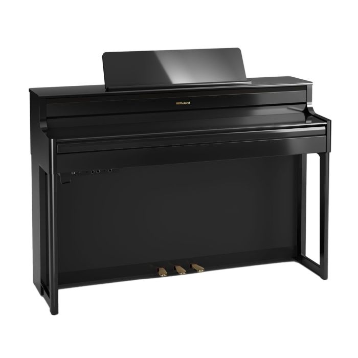 Roland HP704 Digital Piano Polished Ebony Closed Angle