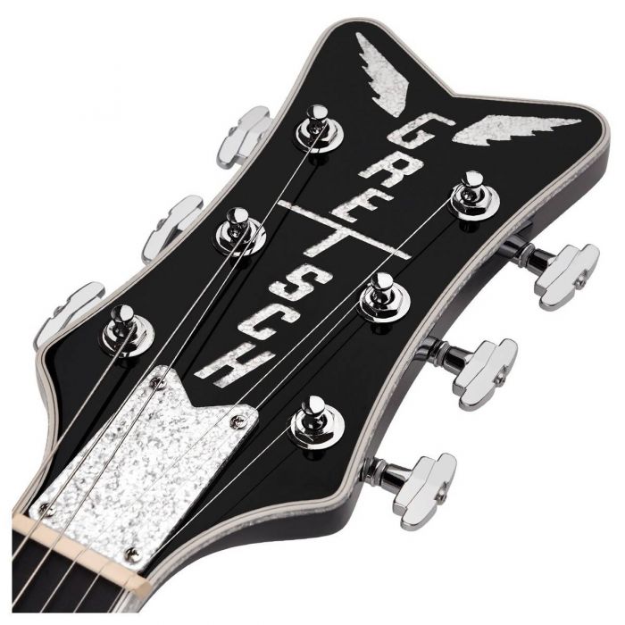 Close up of the headstock on the Gretsch G6636TSL Players Edition Silver Falcon