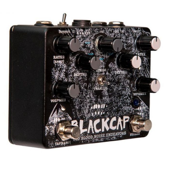 Right-angled view of a Old Blood Noise Endeavors Blackcap Harmonic Tremolo