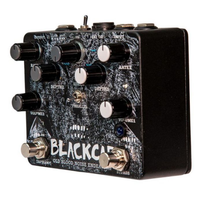 Left-angled view of a Old Blood Noise Endeavors Blackcap Harmonic Tremolo