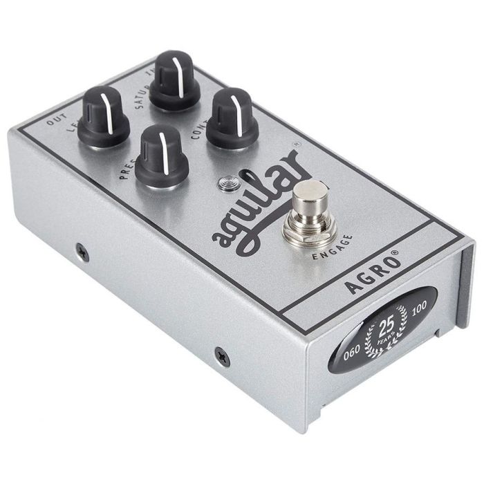 Right angled view of a Aguilar Effect Pedal AGRO Anniversary Edition Bass Overdrive