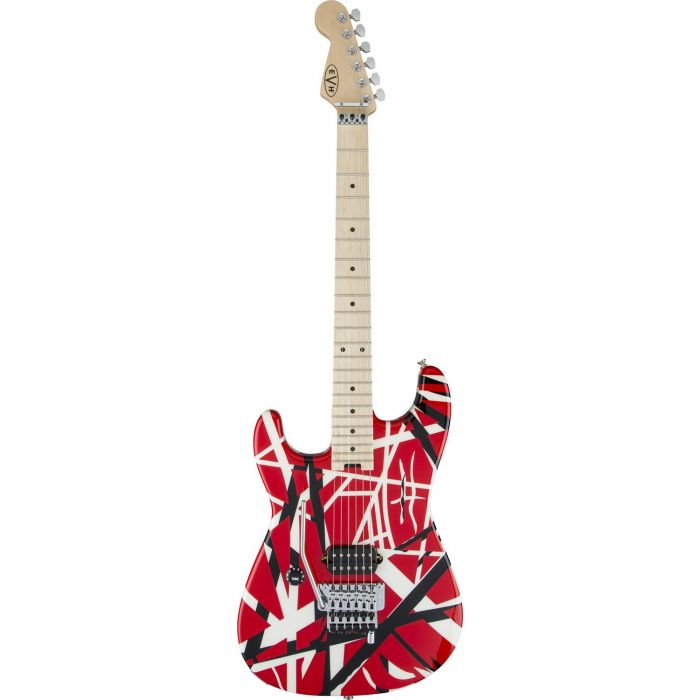 EVH Striped Series Electric Guitar, Red Black And White front view