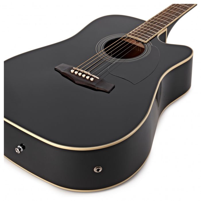 Ibanez PF15ECE Electro-Acoustic Guitar Black Body Top Angle