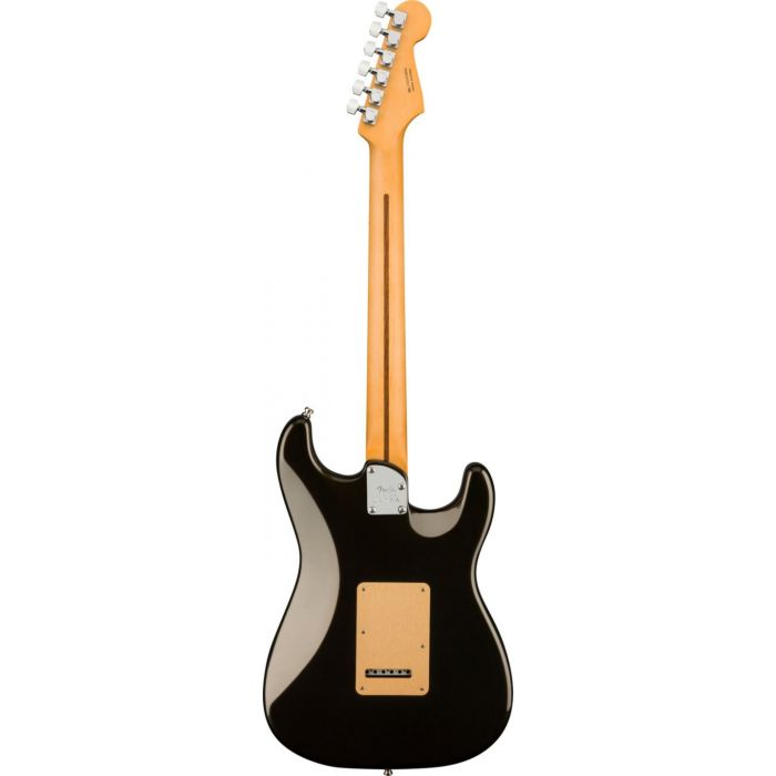 Back shot of the Fender American Ultra Stratocaster Left-Hand MN, Texas Tea