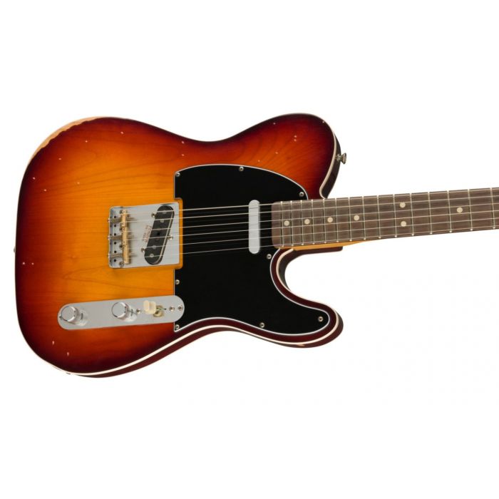 Front angled view of a Fender Jason Isbell Custom Telecaster, 3-color Chocolate Burst
