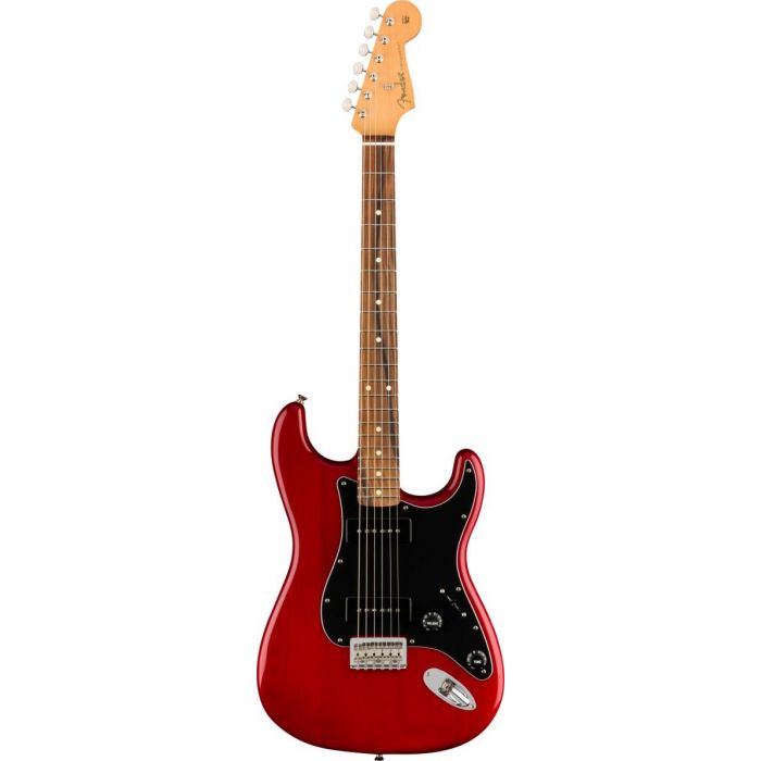 Overview of the Fender Noventa Stratocaster PF Crimson Red Transparent