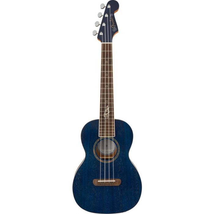 Overview of the Fender Dhani Harrison Uke Sapphire Blue