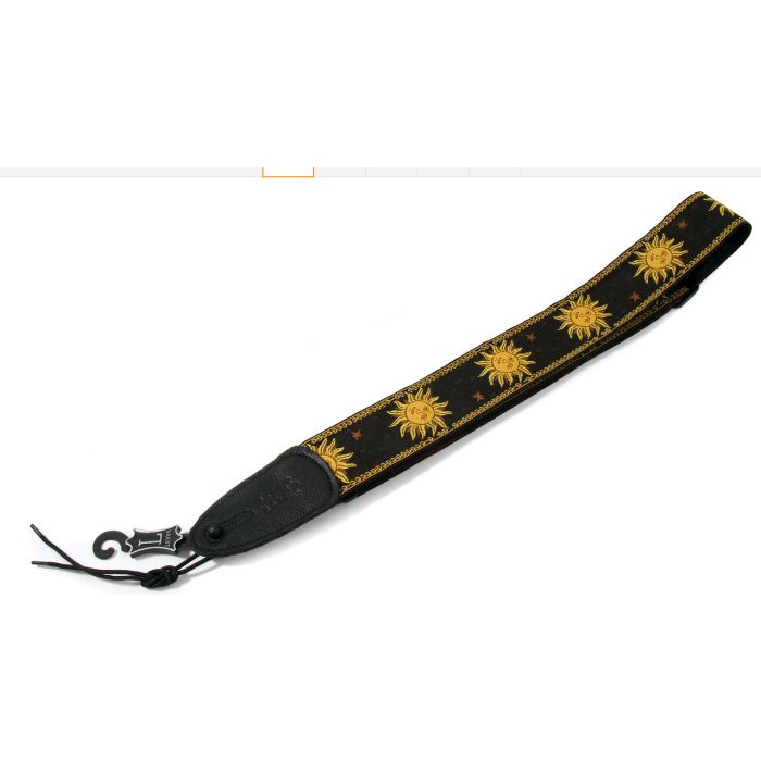 Levy's MPJGSUN Guitar Strap, Black with Sun Motif front view