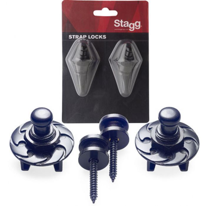 Stagg Black Guitar Strap Buttons Locks