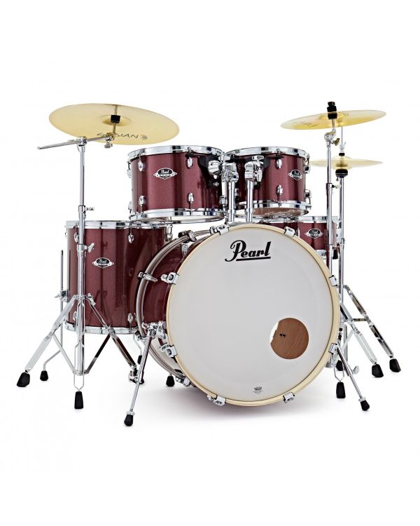 Pearl Export 5-PCS Drum Set 22BD Black Cherry Sparkle w/cymbals and hardware 