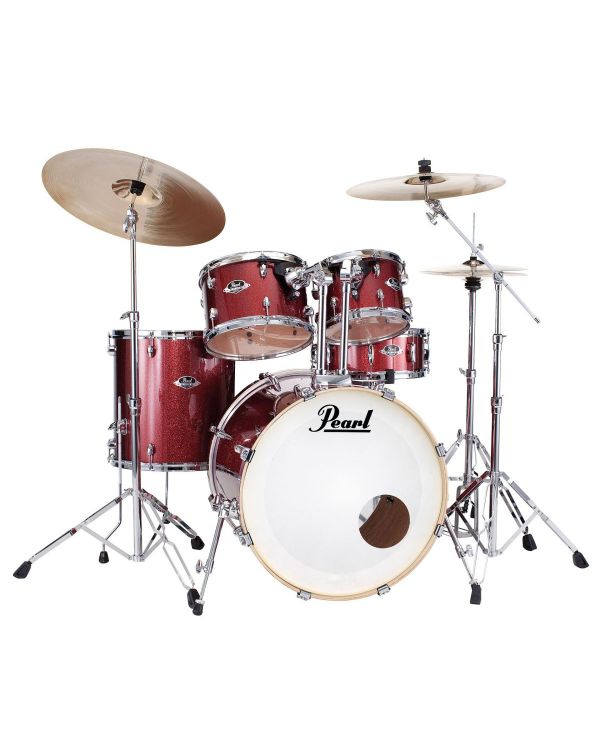 Pearl Export Drum Set w/ Stands & Sabian Cymbals, Black Cherry Glitter