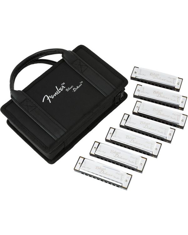 Fender Blues Deluxe Harmonica, Pack of 7 with Case