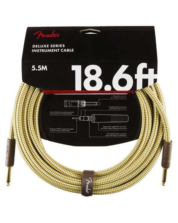 Fender Deluxe Series 18.6ft Instrument Cable Straight Tweed