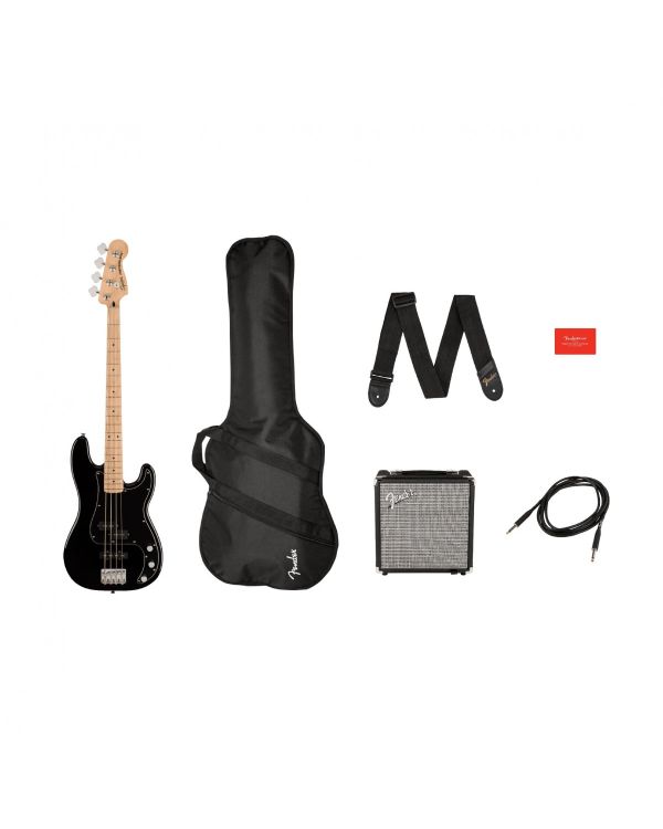 Squier Affinity Precision Bass PJ Package, MN, Black with Amp and Gig Bag