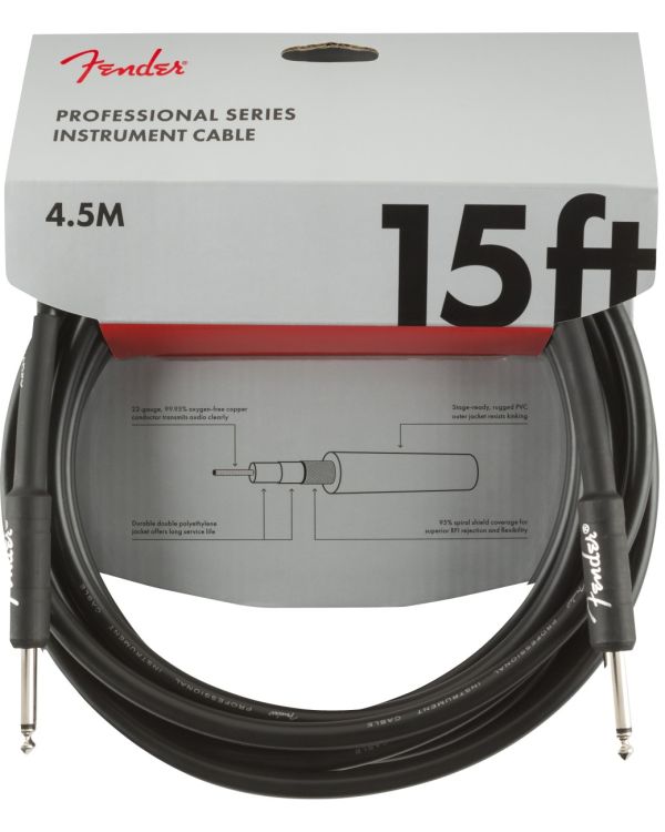 Fender Professional Instrument Cable, Straight/Straight, 15ft, Black