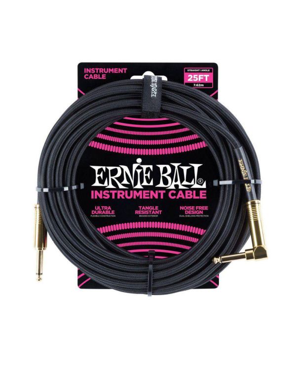 Ernie Ball 25ft Braided Instrument Cable Black