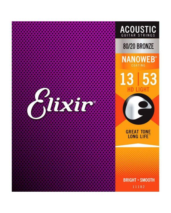 Elixir Nanoweb HD Light 80/20 Bronze 13-53 Acoustic Strings