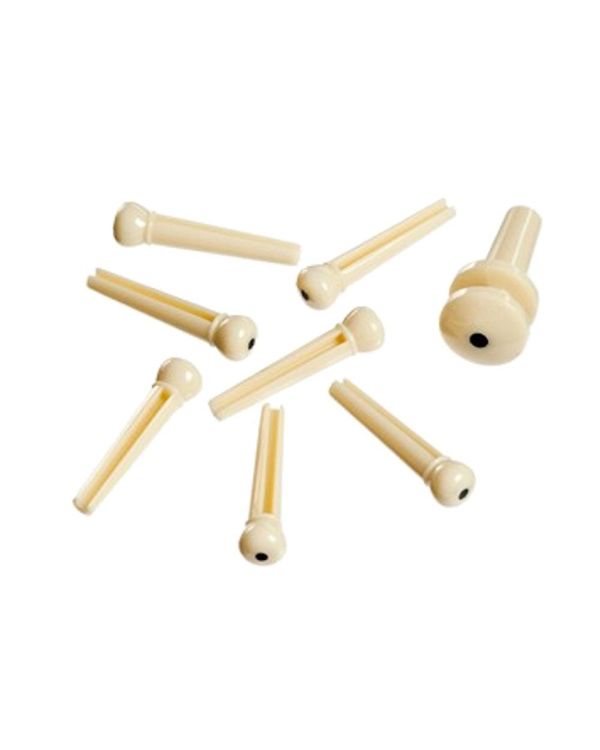 DAddario Injected Molded Bridge Pins with End Pin Set of 7 Ivory with Black Dot