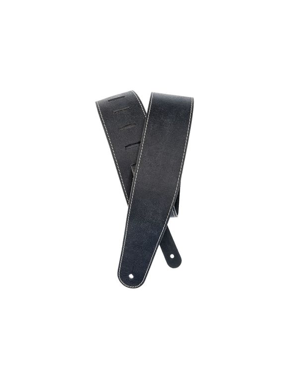 D'Addario Stonewashed Deluxe Leather Guitar Strap, Black